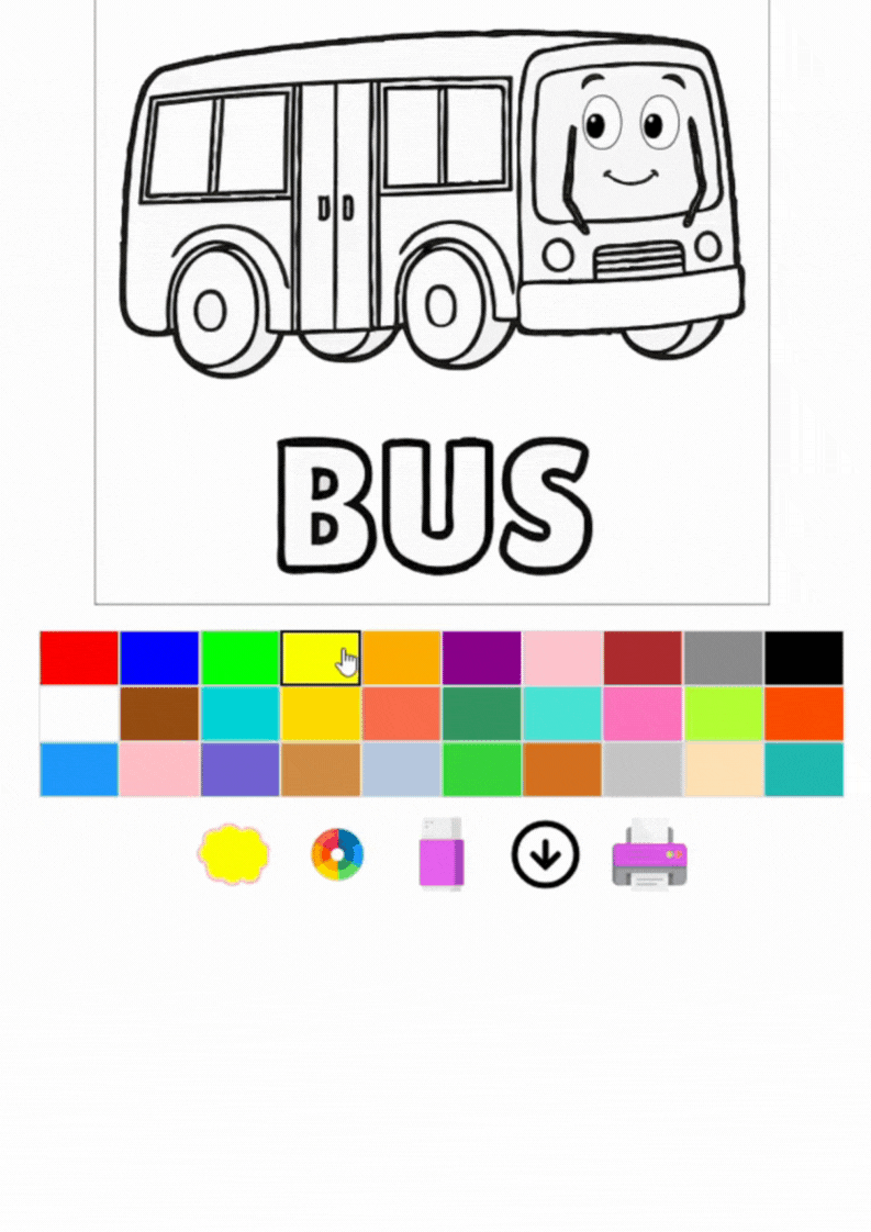 Bus Coloring Page for Kids Free PDF Download  